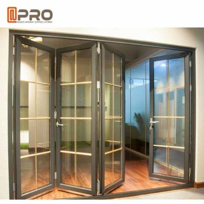 China Aluminum Frame Folding Glass Doors Thermal Break Aluminium System Design folding door bi fold shower door FOLD BATHROOM for sale