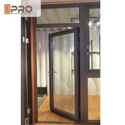 Chine Les portes articulées en aluminium adaptées aux besoins du client de conception pour la porte en verre de charnière de porte d'acier inoxydable de bâtiments de construction articulent noir à vendre