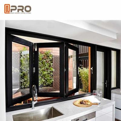 China Water Proof Aluminum Bifold Windows Color Customized With Double Glass frameless folding glass window bi-fold window for sale