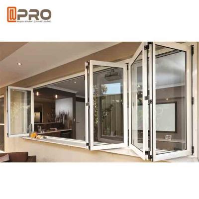 China Double Glazed Folding Open Aluminum Bifold Windows White Color folding vertical window door windows interior bi-fold for sale