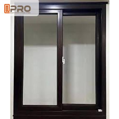 China Double - Layer Silent Aluminum Sliding Glass Windows Grey Color Commercial double glass aluminium sliding window for sale