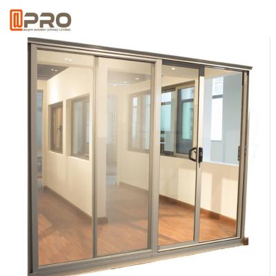 China Aluminum Tempered Glass Entry Sliding Door Commercial Customized Size aluminium sliding door rollers sliding mesh doors for sale