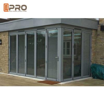 China Durable Entrance Aluminum Folding Doors , Thermal Break Lowe Sound Insulation Bi Fold Door for sale