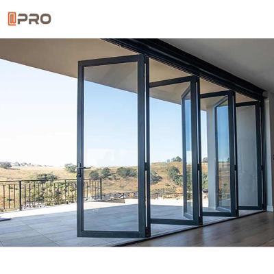 Chine Porte coulissante en alliage d'aluminium de verre de 2 mm porte coulissante de patio porte en verre économe en énergie isolation thermique porte balançante en aluminium étanche au vent à vendre