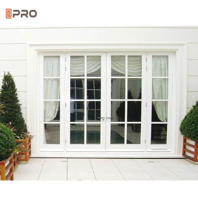 China Puerta casera con bisagras de aluminio blanca de la ducha de cristal del oro de las puertas del patio en venta