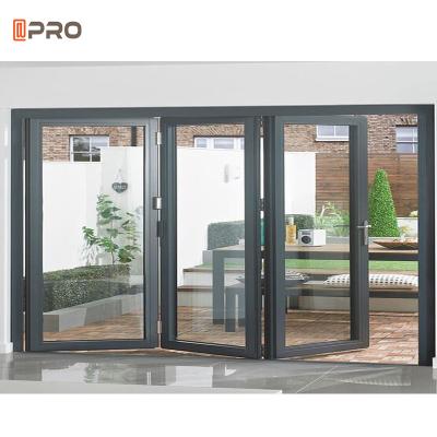 China Exterior Bi Folding Door Aluminum Folding Door Glass Patio For Store for sale