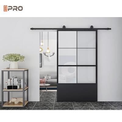 China Puertas de granero de cristal interiores insonoras negras de la ducha de desplazamiento en venta