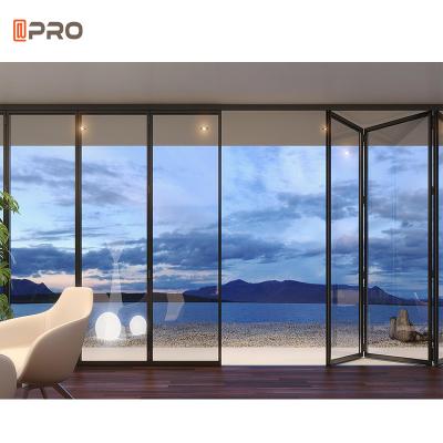 China Puertas plegables de aluminio de cristal Frameless de la prenda impermeable para decorativo en venta