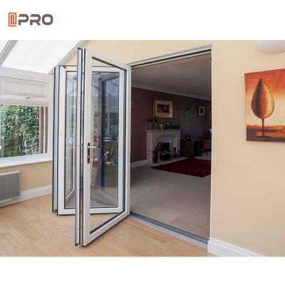 China Puerta plegable de las puertas plegables del patio del vidrio de aluminio insonoro del acordeón en venta