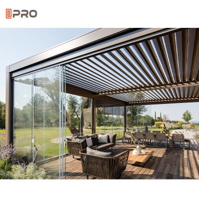 China Garden Motorized Waterproof Aluminium Pergola Gazebo Electric Louver for sale