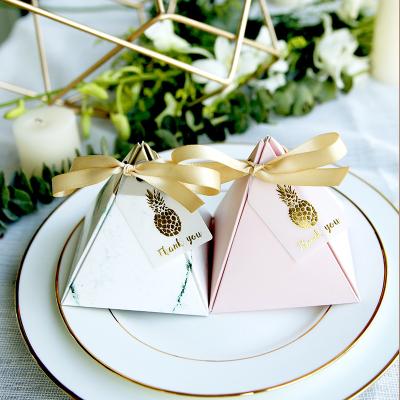 China Pyramid New Year Party Flower Christmas Baby Shower Wedding Favor Small Candy Chinese Packaging Paper Box Recyclable Door Gift For Guests for sale