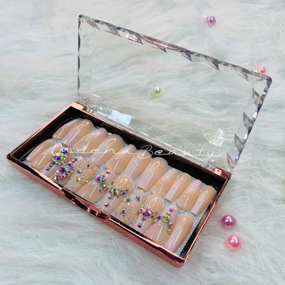 China Good Quality Short 24pcs/box Press On Nails Artificial Fake Nails With Free Design Box Artificial Press On Nails for sale