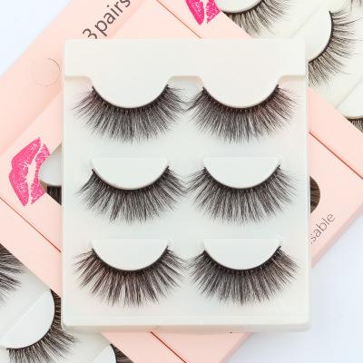 China 3D False Eyelashes New Natural Imitation Mink Hair 3 Pairs Life Natural Bridal Makeup Thick Eyelashes for sale