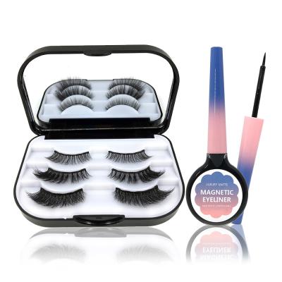 China 2021 New Queena Natural Magnetic Mixed High Volume Magnetic Eyelash Set Eyeliner Liquid False Eyelashes for sale