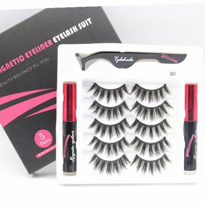 China Queena 1 Good Quality 3d 5d Mink Magnetic Eyelashes Magnetic False Eyelashes With Eyeliner Private Label for sale