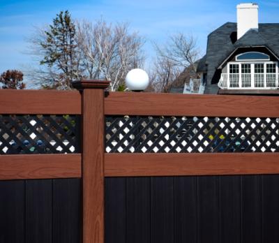 China Easily Assembled UV Resistant Custom Design Color Woodgrain Privacy Vinyl Farmhouse Fenceing for sale