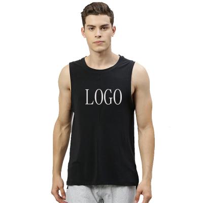 China Anti-pilling Anti-pilling Sport Printing Customized Round Neck Men's 100% Cotton Logo Sleeveless Tank Top Soft for sale