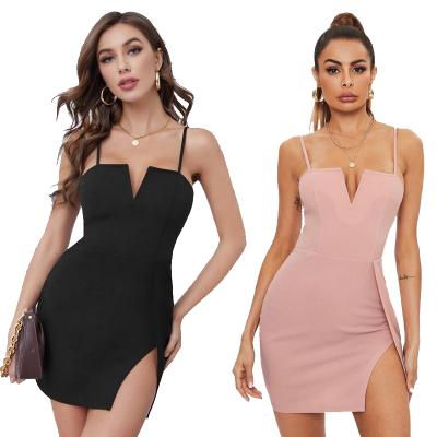 China 2021 Anti-static Anti-Static Sexy Clothes Dress Solid Color Bodycon Mini Dress Casual Sexy Women's Shorts for sale