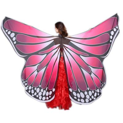 China Polyester Colorful Butterfly Cape Fairy Cloak Wings For Halloween Party Dance Performance for sale