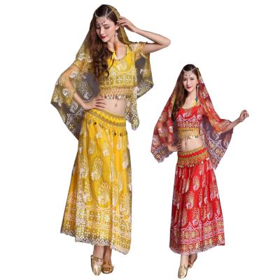 China Tops Wholesale Professional Exquisite Indian Dance Bollywood Costume With Head Veil For Women for sale