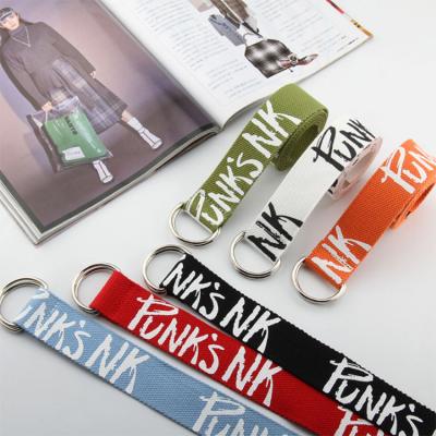 China Fashionable Polyester Cotton Canvas Print Belt With Logo for sale