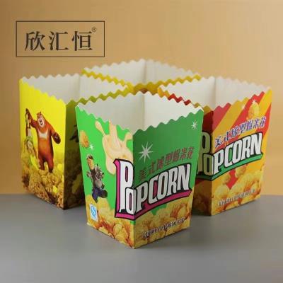 China Disposable paper box food container popcorn snack floding box customized for sale