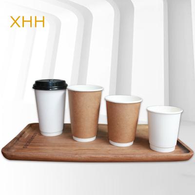 China Double Wall Disposable Cup Wrapping Paper For Hot Coffee With Plastic Cover Customization Printing 8oz 12oz 16oz Gold Customized Craft LOGO for sale