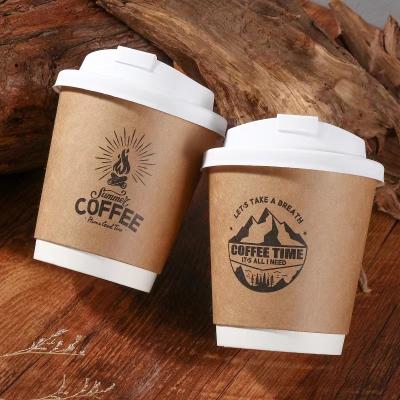 China 8oz 12oz 16oz Disposable Wall Mount Gold Double Foilstamping Custom Logo All Black Hot Coffee Mug With PS Lid for sale