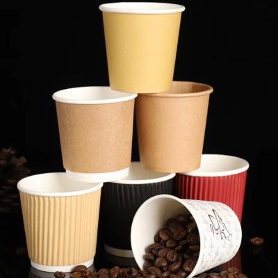 China Disposable Coffee Ripple Disposable Wallpaper Cups With Custom Printing 8oz-16oz for sale