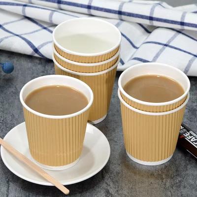 China Disposable Paper Cups For Hot Drinks Ripple Disposable Hot Coffee 8oz 12oz 16oz Wallpaper Cups With Lids And Straws for sale