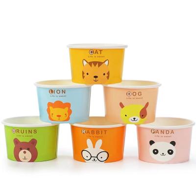 China 2.5oz Disposable Paper Cup Disposable Ice Cream Cup With Lids Kraft Paper Bowl Customization Printing Logo Salad Bowl With Lids for sale