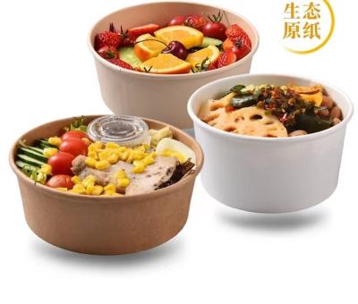 China Disposable Stock Customized Soup Paper Barrels With Lids Disposable Soup Bowl Kraft Paper Brown Paper Bowl for sale