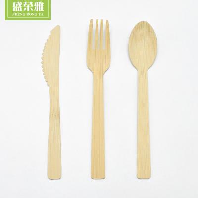 China Disposable Restaurant Take Out Custom Kitchen Eco Cutlery Natural Disposable Cutlery Set Travel Bamboo Handle for sale