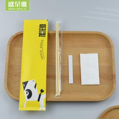 China Disposable Kraft Paper Take Away Disposable Cutlery Set With Chopstick Spoon, Napkin, Toothpick For Restaurant for sale