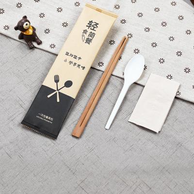 China Chinese Style Cornstarch Cutlery Set Disposable Chopstick Spoon Customized Logo for sale