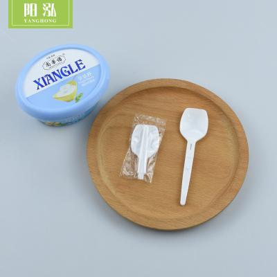 China Mini Sustainable Disposable Plastic Folding Yogurt Spoon , Ice Cream Spoon for sale