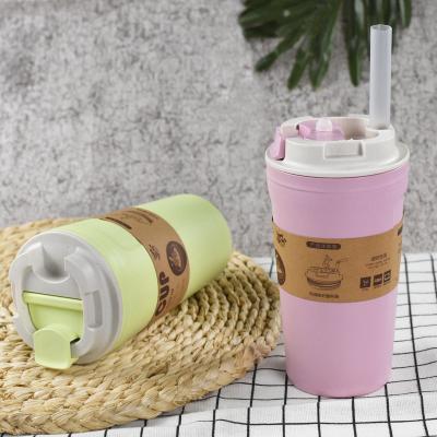 China Free Sample Plastic Eco-Friendly Bamboo Fiber Coffee Mug With Silicone Lid Anti-scalding Mug for sale