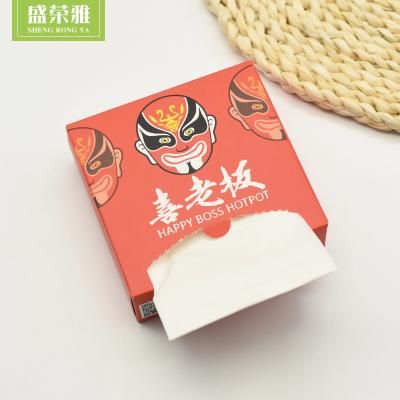 China Hotel restaurant OEM printed disposable napkin in box printing LOGO for sale