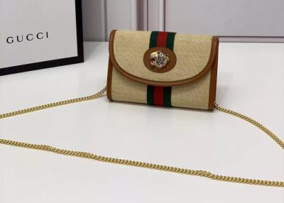 China Gancho Tiger Luxury Chain Bag aberto do ímã, mala a tiracolo listrada de couro da vaca à venda