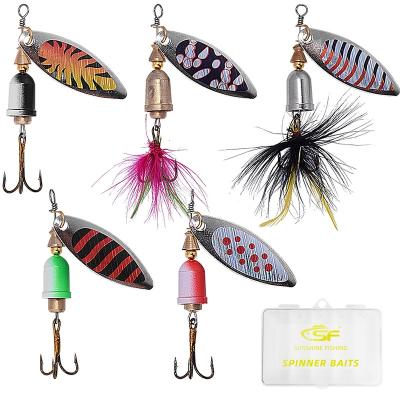 China Fishing Lure Spinner Groundbaits For Bass Fishing Trout Salmon Hard Metal Spinnerbaits Kit With Lure Boxes #Type B 5pcs/pack SBC001B for sale