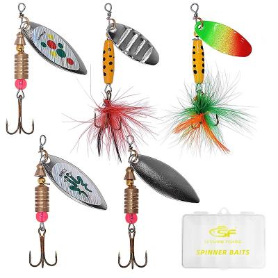 China Fishing Lure Spinner Groundbaits For Bass Fishing Trout Salmon Hard Metal Spinnerbaits Kit With Lure Boxes #type a un 5pcs/pack SBC001A for sale