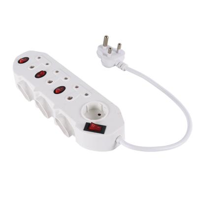 China Easy Installation South Africa 7 Outlets Power Strip Electrical Outlets Item Extension Socket And Switches for sale