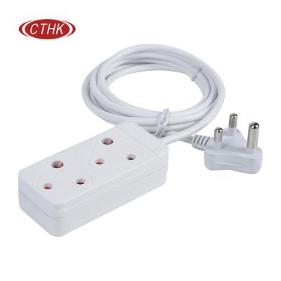 China Convenient South Africa 100ft Indoor 2 Outlet Power Extension Cord With Plug for sale