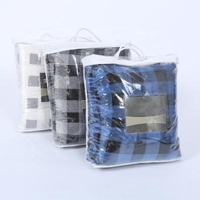 China Anti-pilling 2021New design printing super luxurious plush white plaid fleece reverse to sherpa fleece blanket for sale