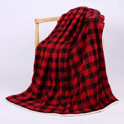 China Red Sherpa Plaid Anti-pilling Winter Super Soft Warm Custom Size Blanket For Adults for sale