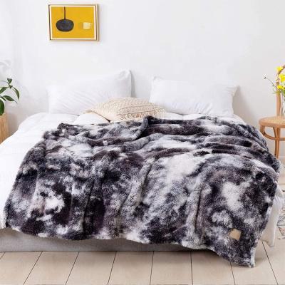 China Wholesale Custom Anti-pilling Polyester Printing Soft Throw Blanket Tie Dye Sherpa Blanket for sale