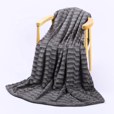 China Anti-pilling Luxury Super Soft Customized Throw Fleece And Solid Gray PV Fleece Blanket For Bedroom for sale