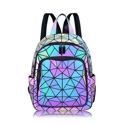 China Bohemian 2021 New Geometric Shape Backpack PU Leather OEM Customized Backpack Logo Luminous Bag for sale