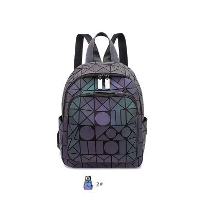 China Factory 2021 Fashion New Geometric Shape Backpack PU Leather OEM Customized Logo Luminous Bag Women Backpack for sale