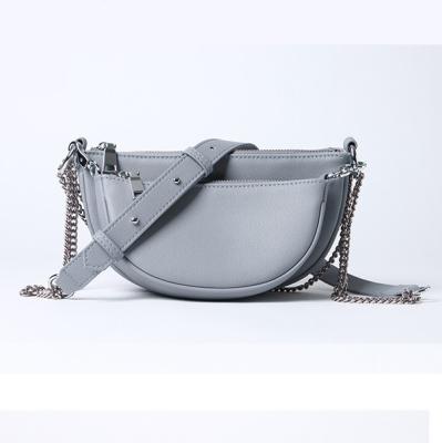 China High Quality Compound Genuine Leather Mini Women Crossbody Sling Bags Daily Two Pieces Saddle Bags For Girls Daily for sale